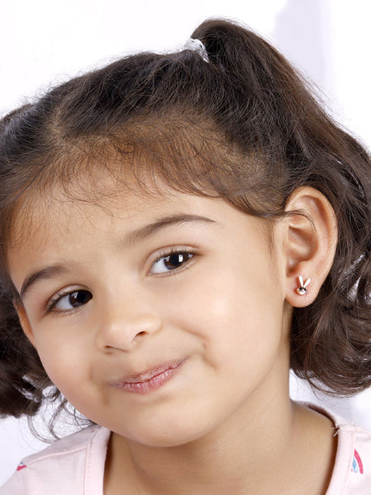 Rose Gold Cute Bunny Kids Earrings (4-12 yrs)