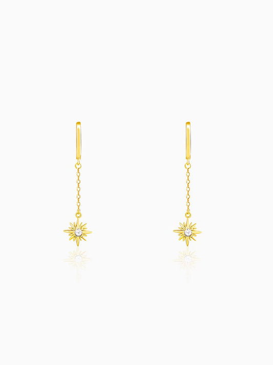 Golden Sparkling Star Dangling Earrings