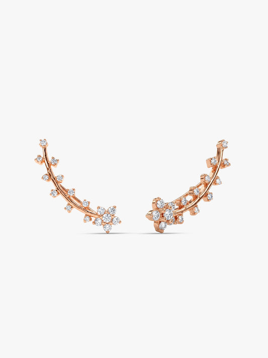 Rose Gold Floral Branch Ear Cuffs