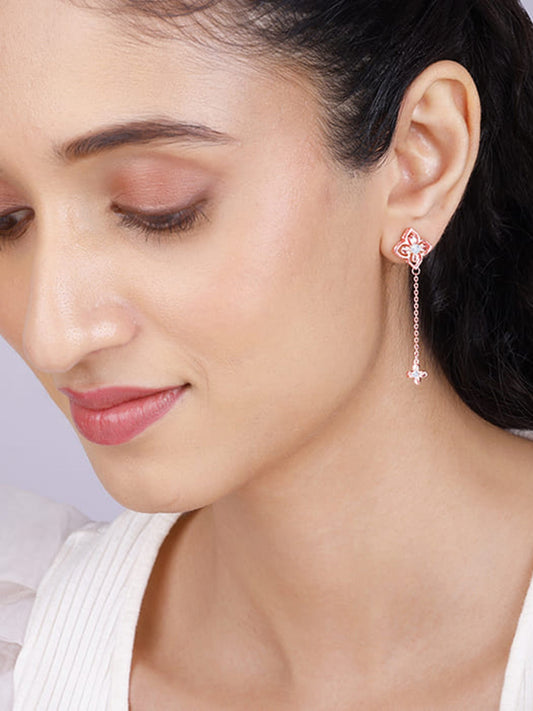 Rose Gold Artsy Floral Danglers