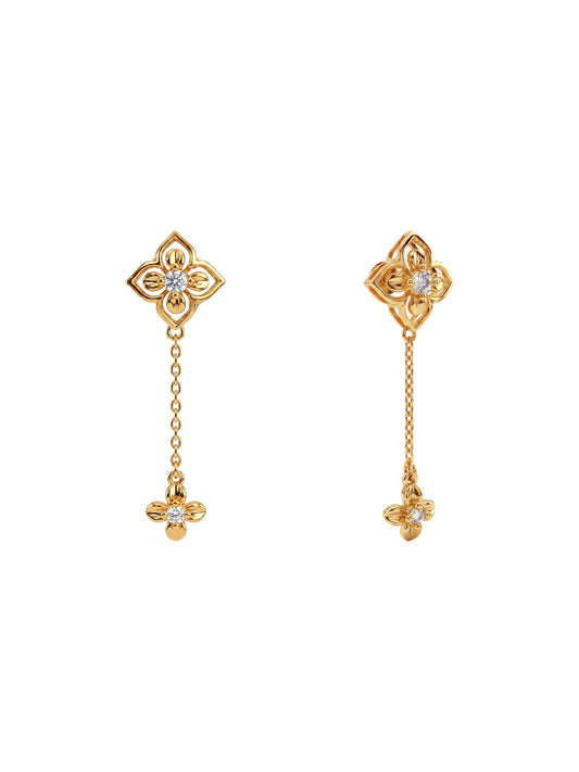 Golden Artsy Floral Earrings
