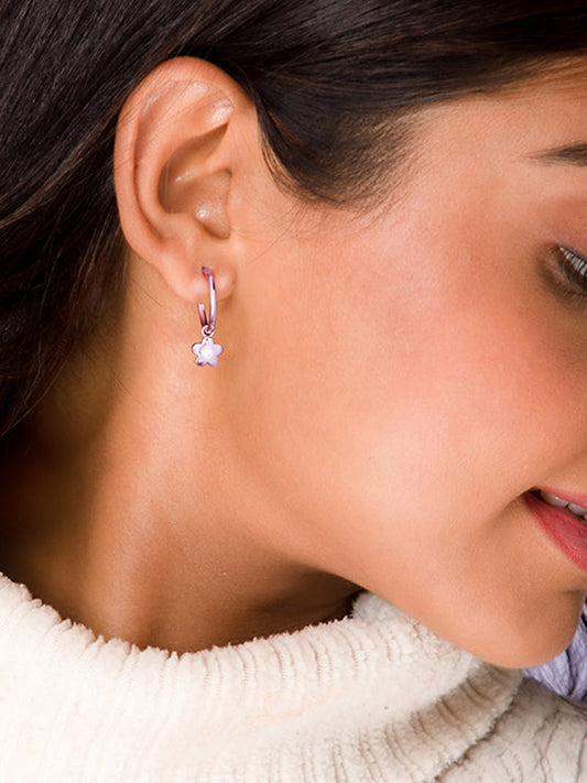 Rose Gold Floral Hoop Earrings