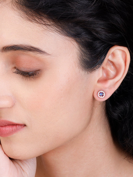 Rose Gold Blue Velvet Studs