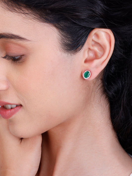 Rose Gold Evergreen Halo Studs