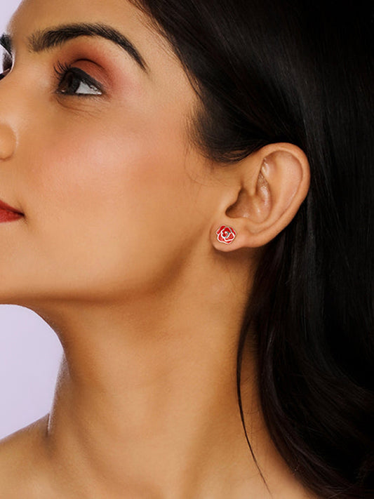 Silver Scarlet Rose Earrings