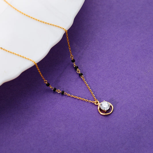 Gold Parinay Solitaire Lab Grown Diamond Mangalsutra