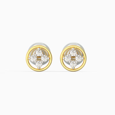 Anushka Sharma Gold Circular Quartet Diamond Stud Earrings
