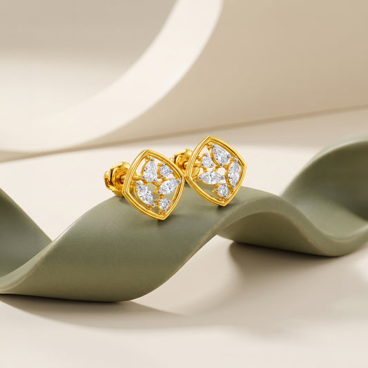 Gold Mosaic Window Lab Grown Diamond Studs