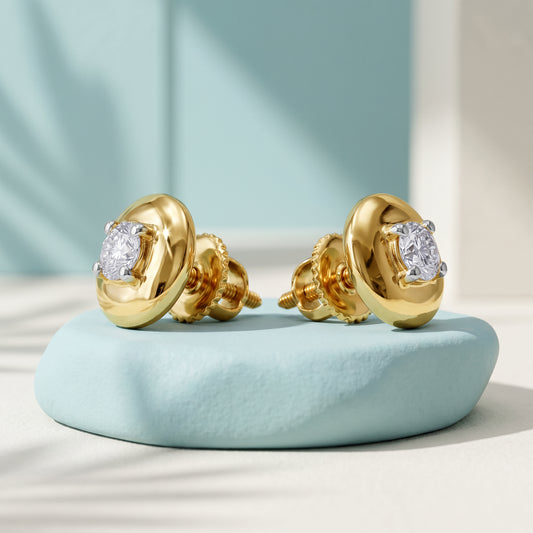 Gold Soleil Dot Lab Grown Diamond Earrings