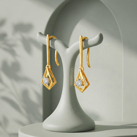 Gold Facette Drop Lab Grown Diamond Earrings