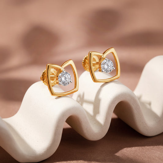 Gold Lucent Frame Lab Grown Diamond Earrings