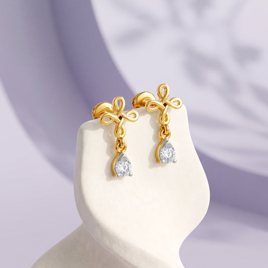 Gold Knot of Light Lab Grown Diamond Earrings