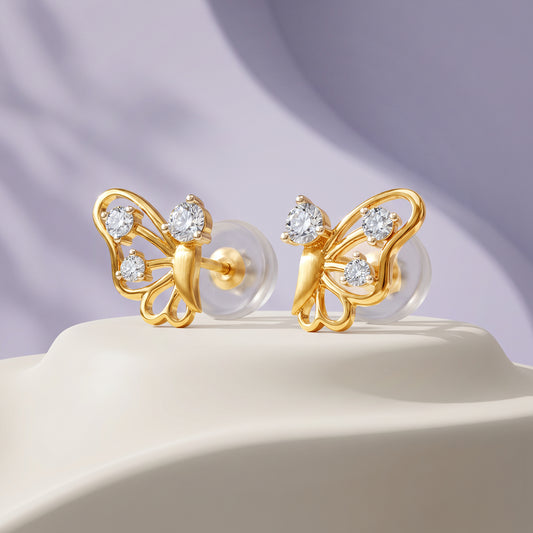Gold Butterfly Waltz Lab Grown Diamond Earrings