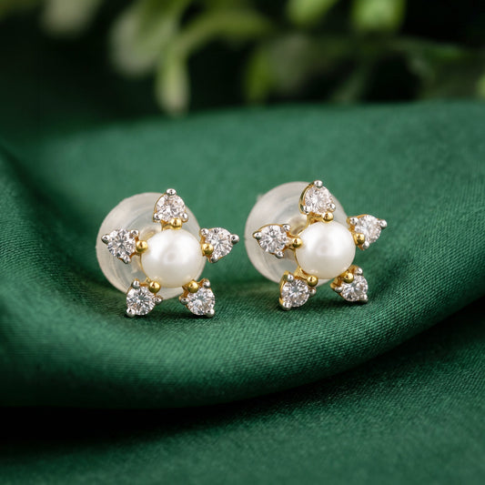 Gold Flor Lab Grown Diamond Earrings