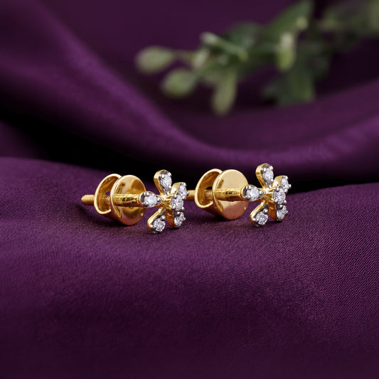 Gold Spectacular Flower Lab Grown Diamond Earrings