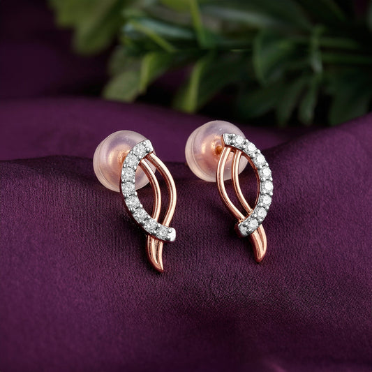 Rose Gold Petal Lab Grown Diamond Earrings