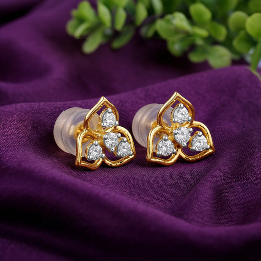 Gold Clover Loop Lab Grown Diamond Earrings