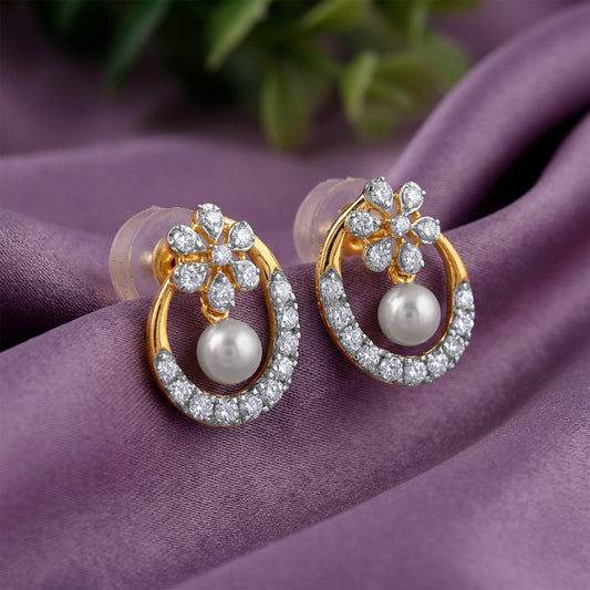 Gold Amata Floral Lab Grown Diamond Earrings