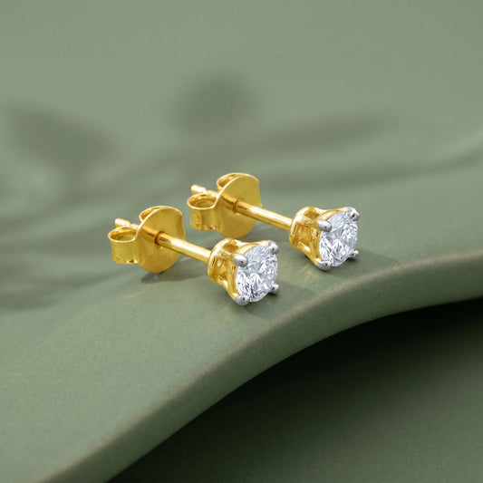 Gold Radiate Classic Lab Grown Diamond Solitaire Studs