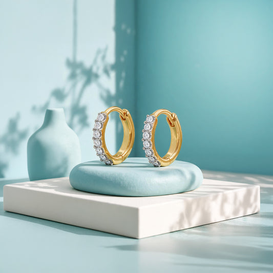 Gold Hollow Circle Lab Grown Diamond Earrings