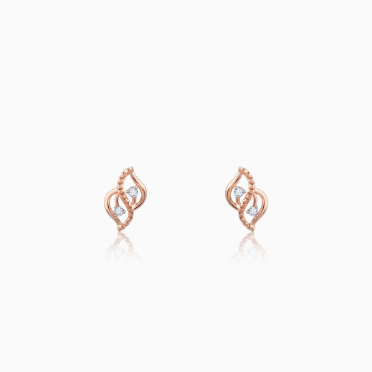 Rose Gold Dual Leaf Diamond Earrings