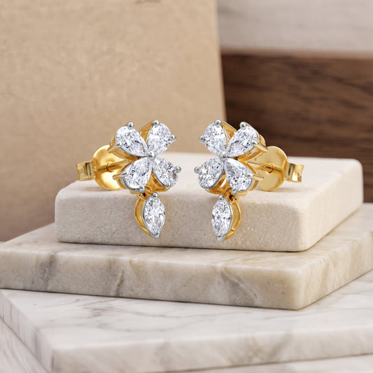 Gold Aurora Fleur Lab Grown Diamond Earrings