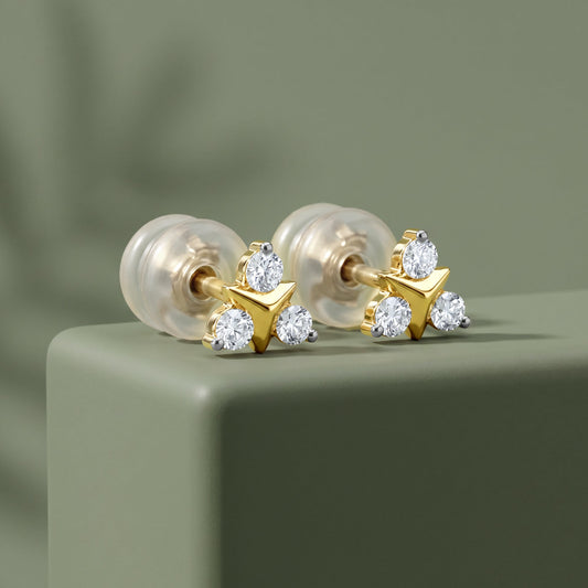 Gold Ever Three Lab Grown Diamond Earrings
