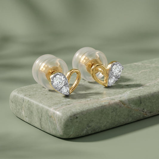 Gold Love Beat Lab Grown Diamond Studs