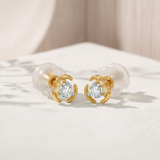 Gold Guarded Shine Lab Grown Diamond Studs