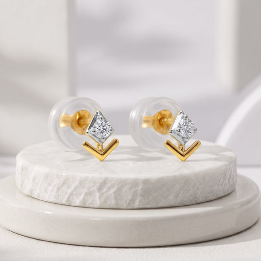 Gold Edgy Arrow Lab Grown Diamond Studs