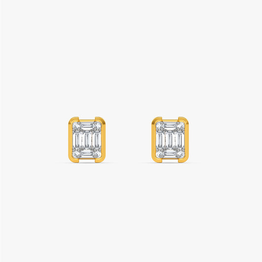 Gold Aurora Frame Lab Grown Diamond Studs