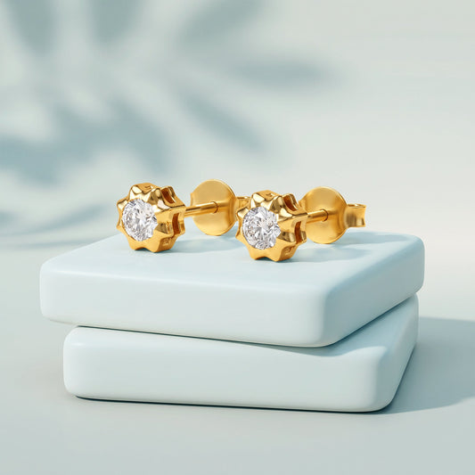 Gold Star Lab Grown Diamond Stud Earrings