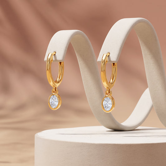 Gold Astre Lab Grown Diamond Hoop Earrings
