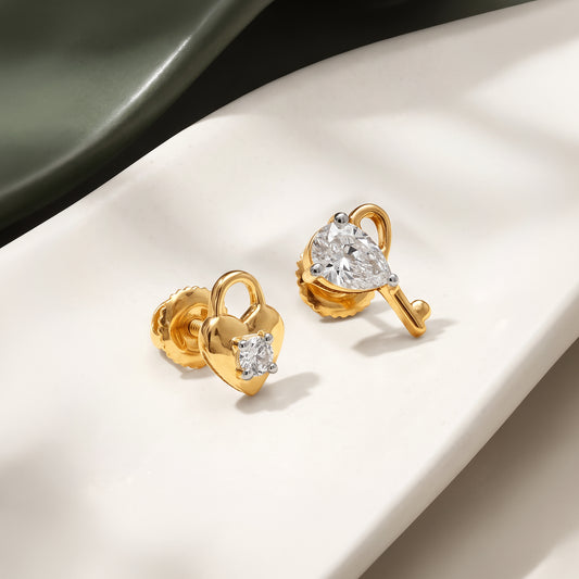 Gold Cipher Lab Grown Diamond Earrings