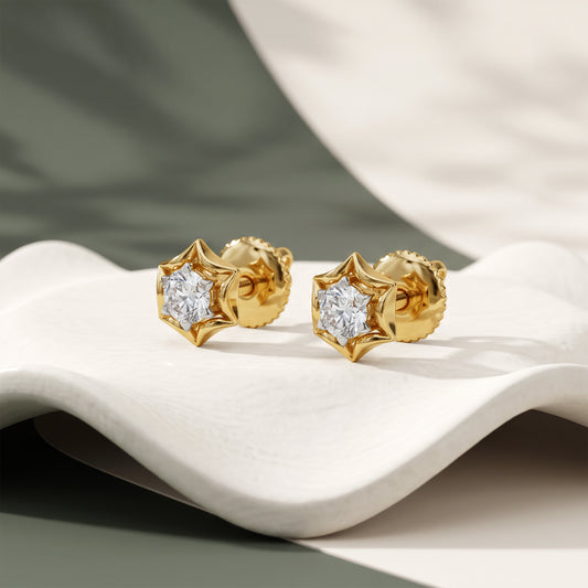 Gold Astral Starburst Lab Grown Diamond Earring