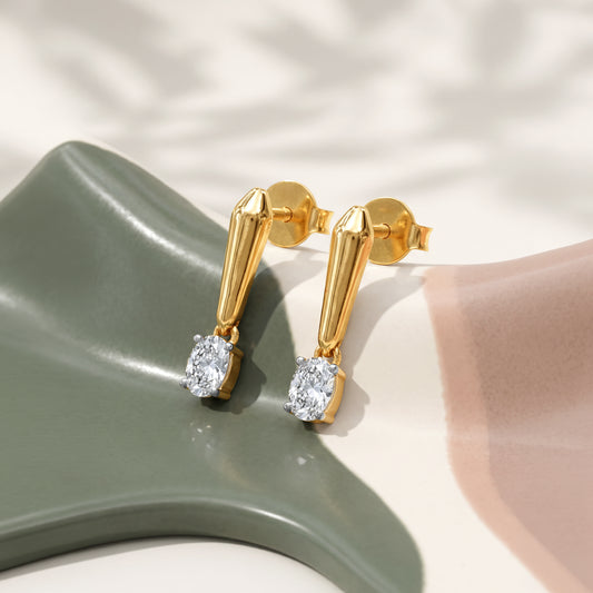 Gold Kinetic Drop Lab Grown Diamond Earrings