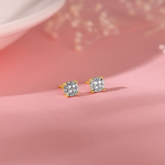 Gold Dazzling Circle Diamond Earrings