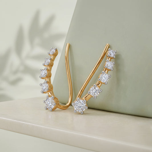 Gold Curve Theory Lab Grown Diamond Ear Climbers