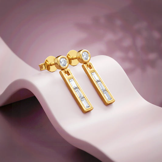 Gold Distinctive Shine Lab Grown Diamond Danglers