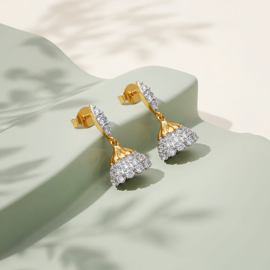 Gold Adaah Lab Grown Diamond Jhumkis