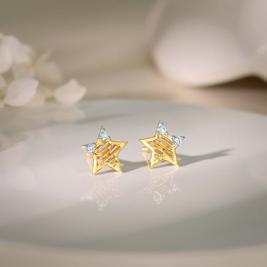 Gold Shining Star Lab Grown Diamond Earrings