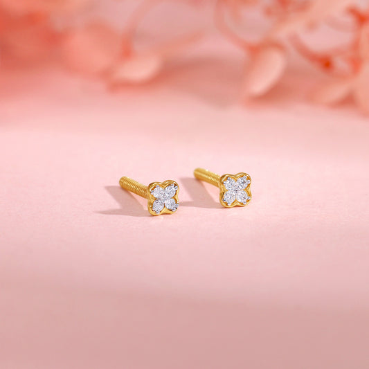 Gold Minimal Lobe Diamond Earrings- gold earrings for women