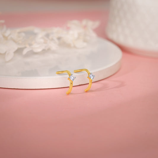 Gold Embrace Lab Grown Diamond J-Hoop Earrings