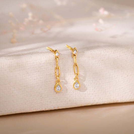 Gold Drizzling Drop Diamond Earrings