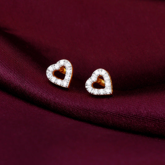 Gold Ambitious Heart Diamond Earrings