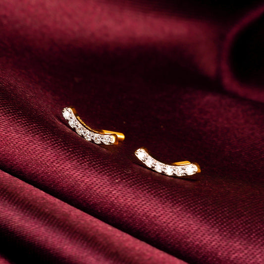 Gold Soft Wave Diamond Earrings