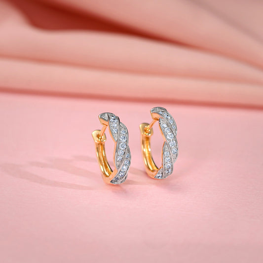 Gold Spiral Love Lab Grown Diamond Hoop Earrings