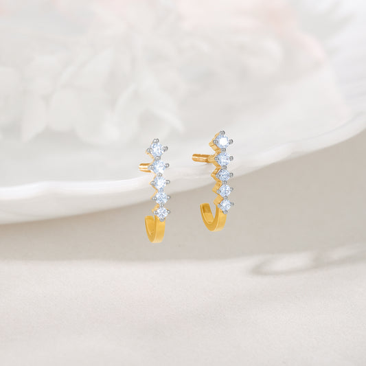 Gold Classic Diamond J Hoop Earrings - gold earrings for women