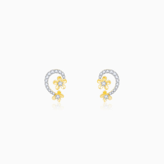 Gold Sumptuous Flower Diamond Earrings