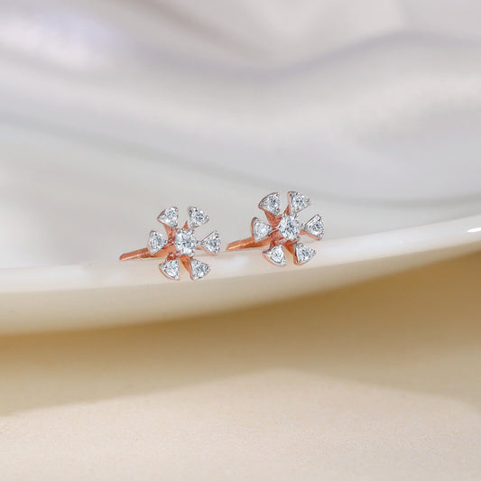 Gold Floret Diamond Studs - gold earrings for women
